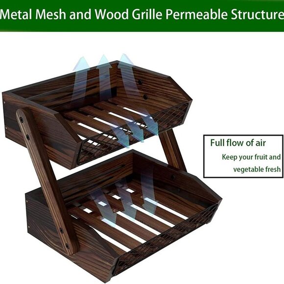 NEW 2 Tier Fruit Basket for Kitchen, Fruit Bowl,Kitchen Counter Organizer, - Picture 6 of 7